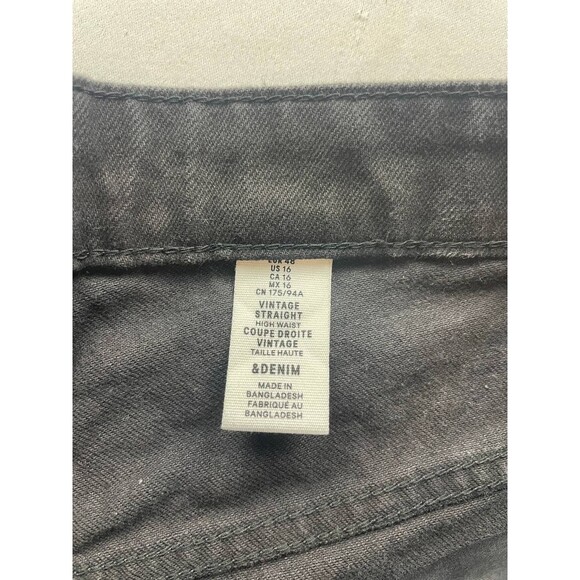H&M &Denim Vintage Straight Jeans Womens Size 16 Black Denim High Waist Pockets - Picture 3 of 4